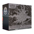 Pokémon Elite Trainer Box packaging with a Pokémon logo on a white background