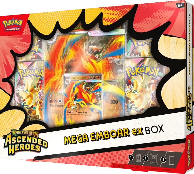 Pokemon TCG Ascended Heroes Mega ex Box Bundle - Mega Meganium, Mega Feraligatr & Mega Emboar