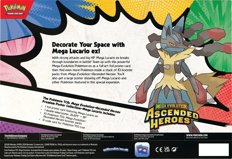 Pokemon Mega Evolution Ascended Heroes Premium Poster Collection Mega Lucario EX